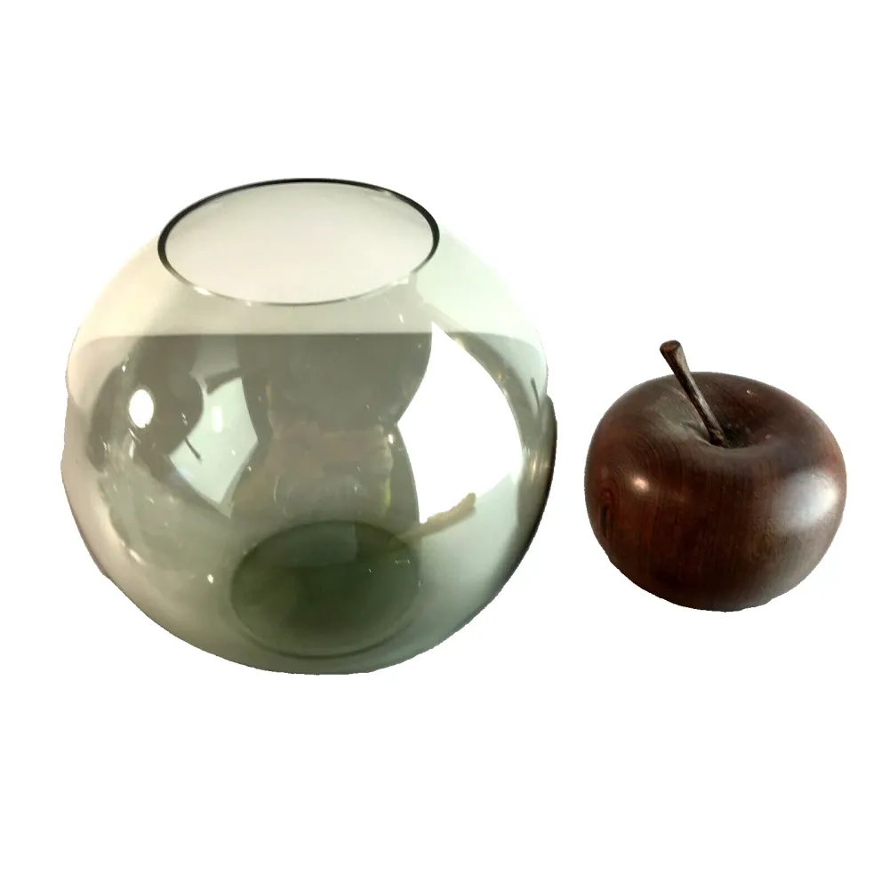 Vintage Rauchglas Vase 50er 60er 12,3 cm Turmalin grün MID CENTURY