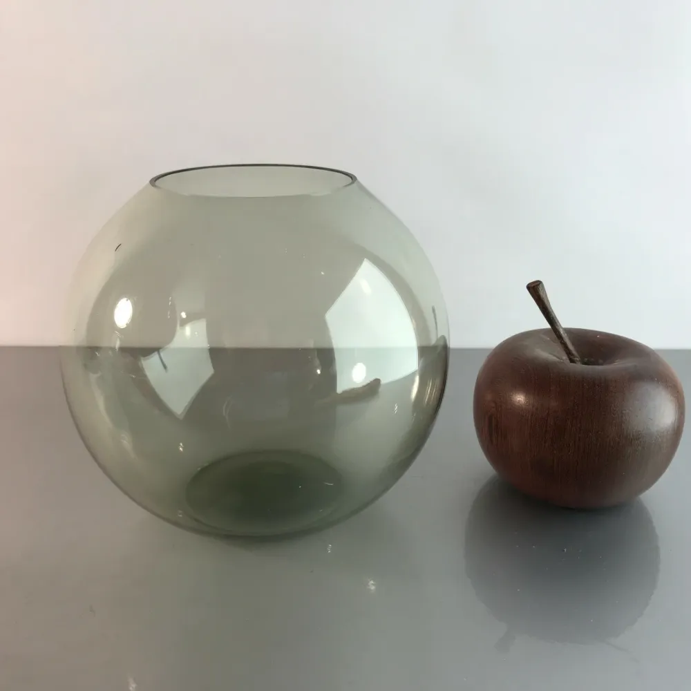 Vintage Rauchglas Vase 50er 60er 12,3 cm Turmalin grün MID CENTURY
