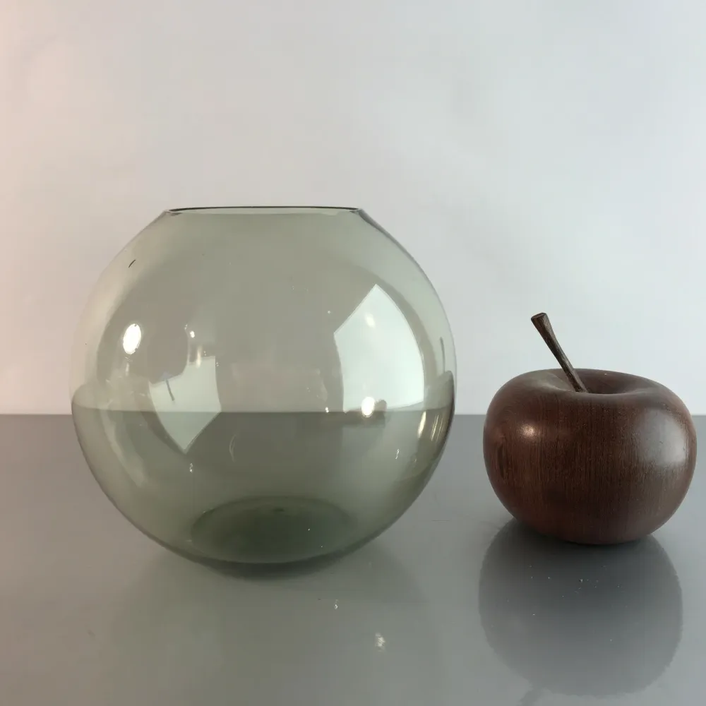 Vintage Rauchglas Vase 50er 60er 12,3 cm Turmalin grün MID CENTURY