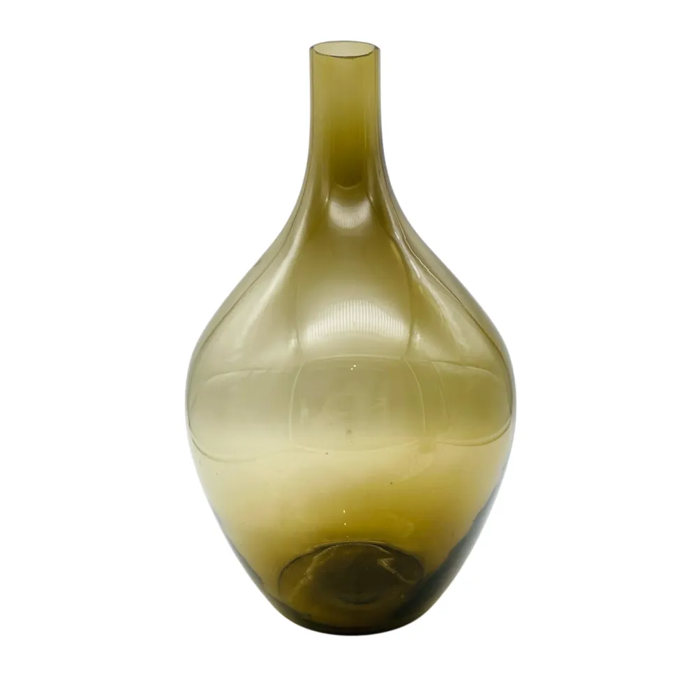 Vintage Vase Glas grün olivegrün 60er 70er Jahre Dekor Wohnzimmer Deko