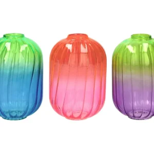 VOILE, VASE 3FACH SORTIERT, BOROSILIKATGLAS, OVAL, FARBVERLAUF, NEON, MEHRFARBIG, GS