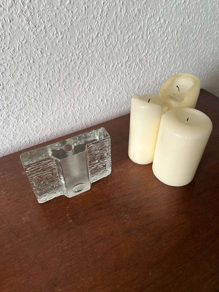 Walther-Design Vase Solifleur Glasstein Rechteckig Vintage Mid-Century