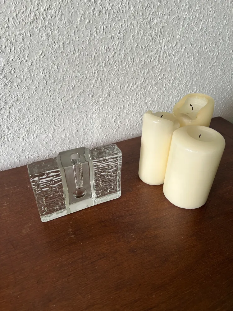 Walther-Design Vase Solifleur Glasstein Rechteckig Vintage Mid-Century