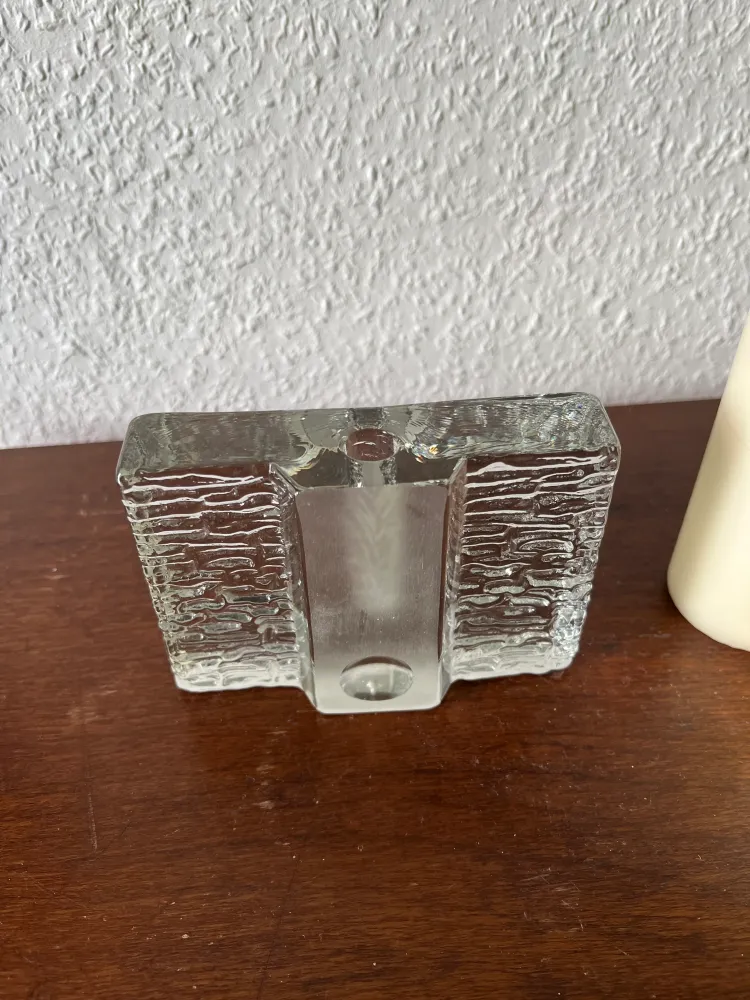 Walther-Design Vase Solifleur Glasstein Rechteckig Vintage Mid-Century
