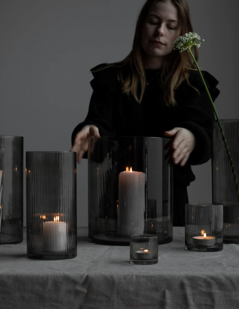 Windlicht Vase Ramsjö smoke Rauchglas 25 cm Storefactory