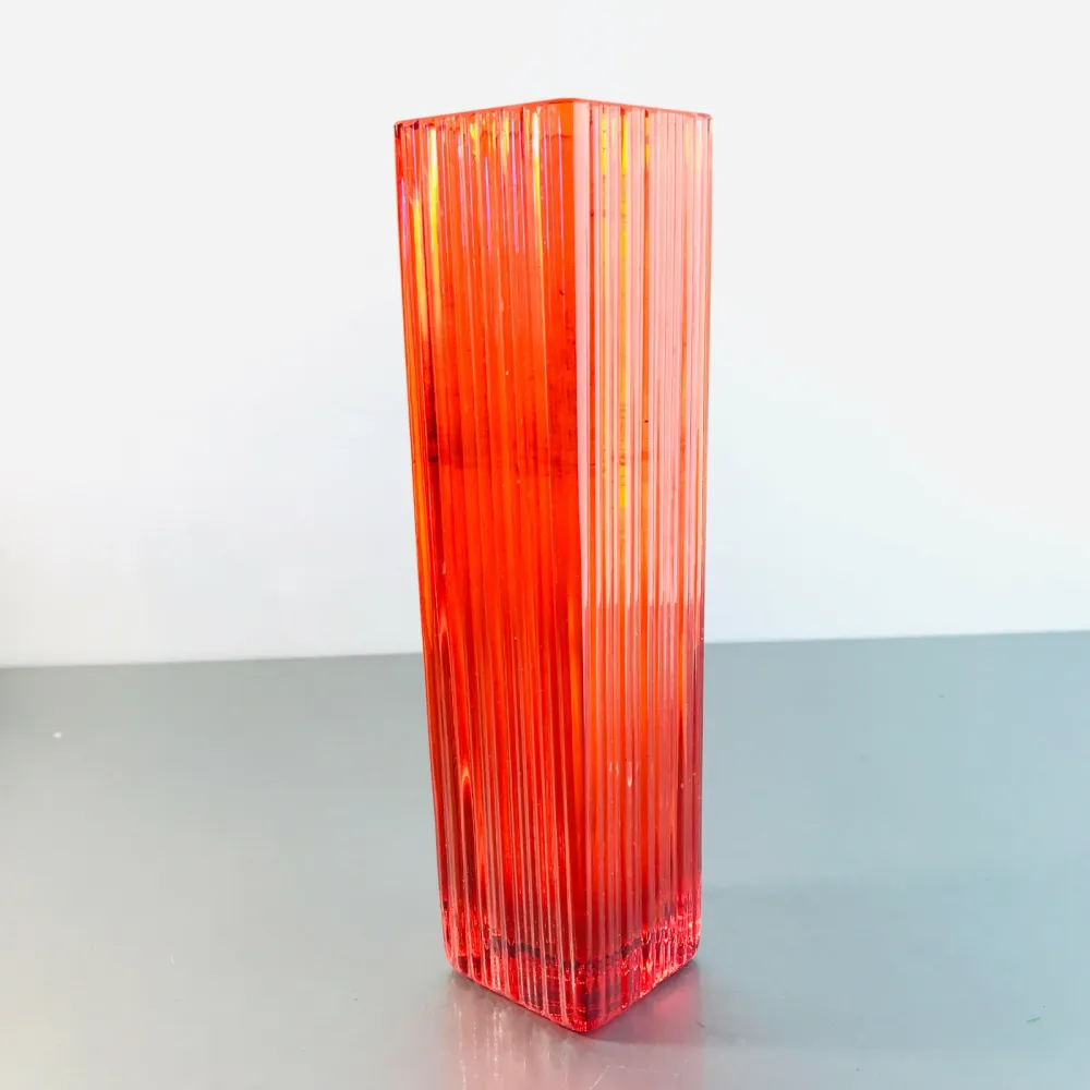 WMF Vintage Vase Überfang orange eckig 19,5 cm 50er 60er MID CENTURY