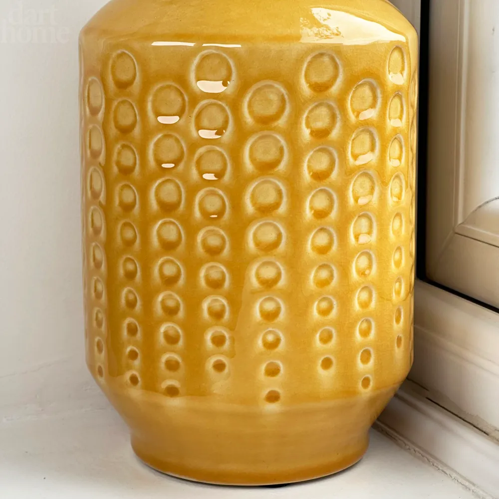 Mustard Round Indented Ceramic Vase Darthome Limited