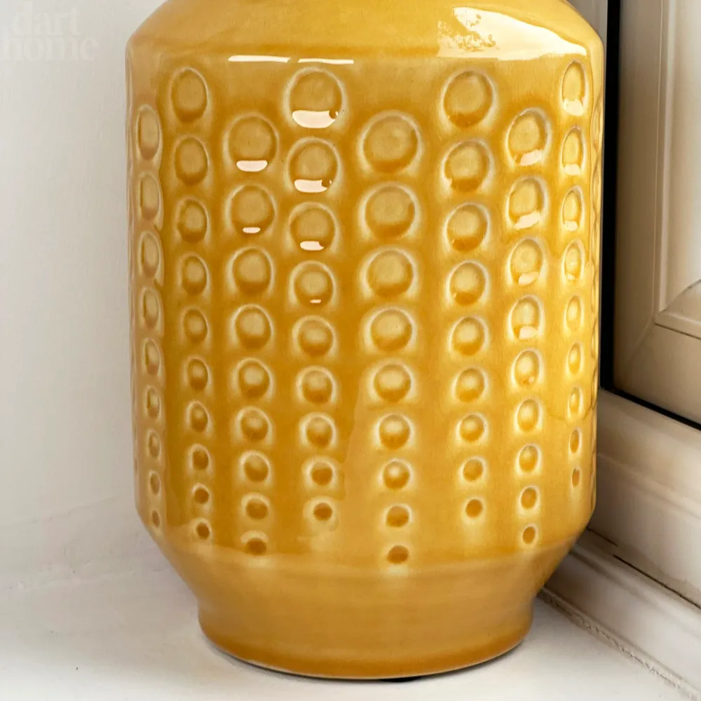 Mustard Round Indented Ceramic Vase Darthome Limited