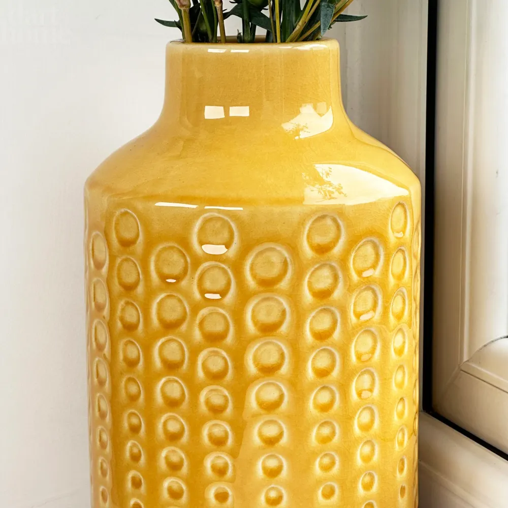 Mustard Round Indented Ceramic Vase Darthome Limited