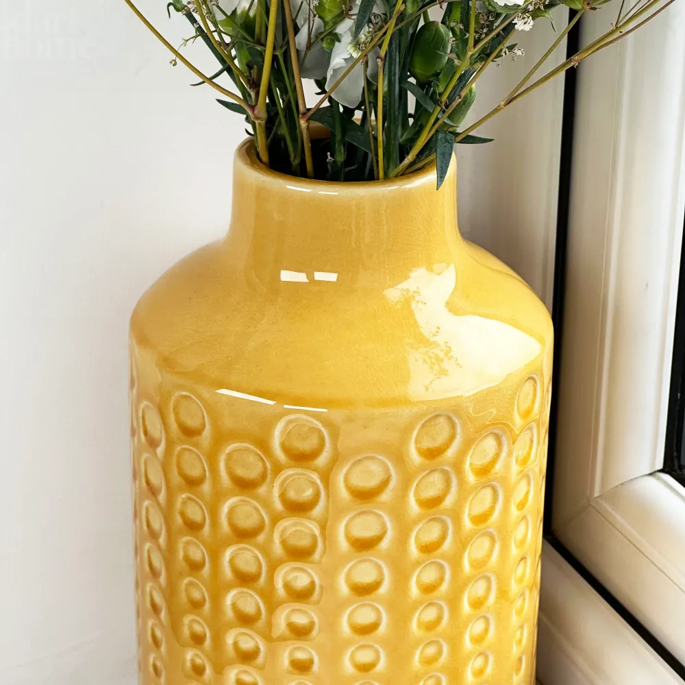 Mustard Round Indented Ceramic Vase Darthome Limited