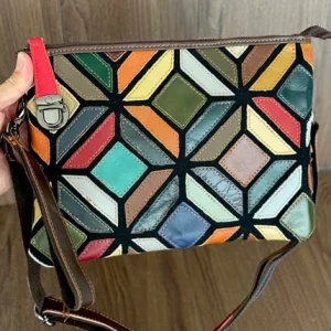Mosaico Vita Clutch – 28 x 11 cm – Echtleder | Handgefertigt | Mit Schulterriemen