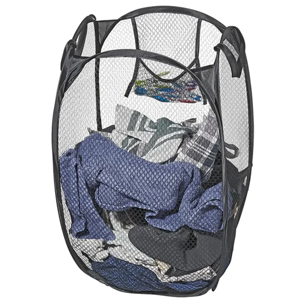 2er Set Pop-Up Wäschesack, faltbarer Wäschekorb, Wäschebeutel 34x34x57cm Camping