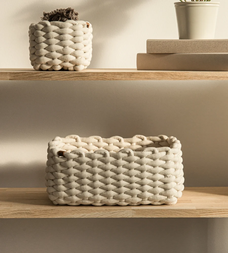 BASKET Aufbewahrungskorb Weiss M - 35x25x14cm