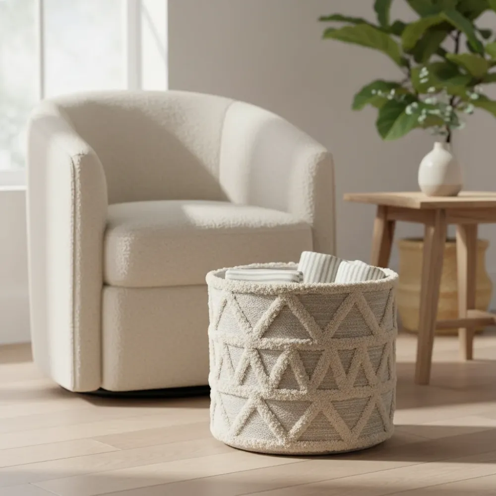 Boho Aufbewahrungskorb groß – dekorativer Korb Ø 35 cm