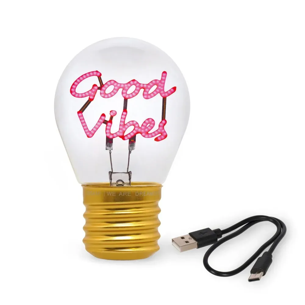 Deko-Tischlampe Glühbirnenform - "Good Vibes" • LEGAMI