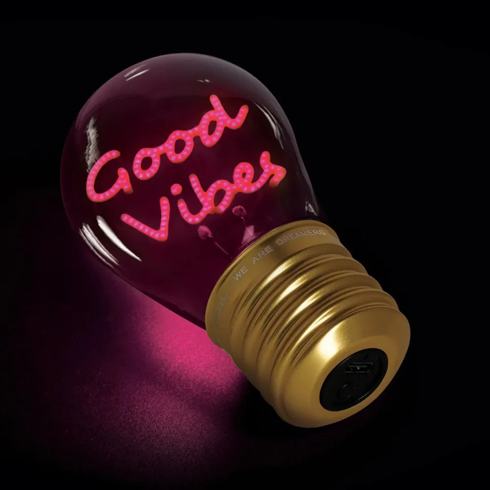 Deko-Tischlampe Glühbirnenform - "Good Vibes" • LEGAMI
