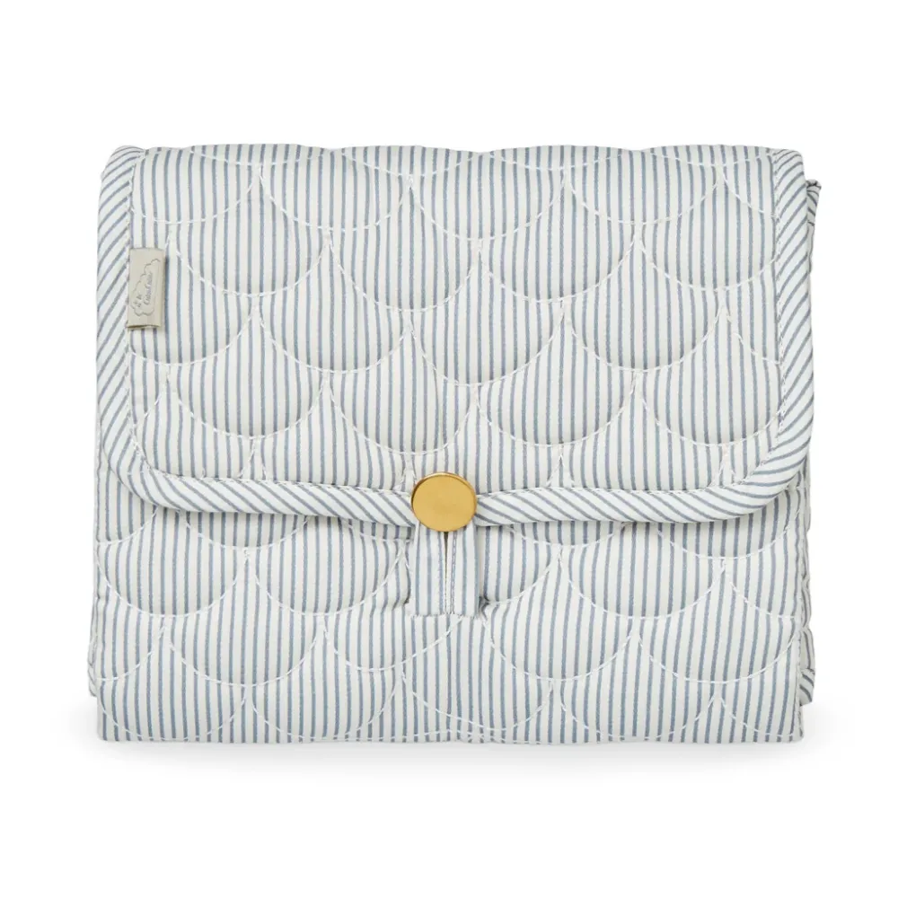 Gesteppte Wickelunterlage - OCS Classic Stripes Blue, Praline