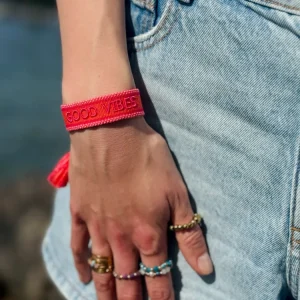 Good Vibes Statement Armband orange/pink