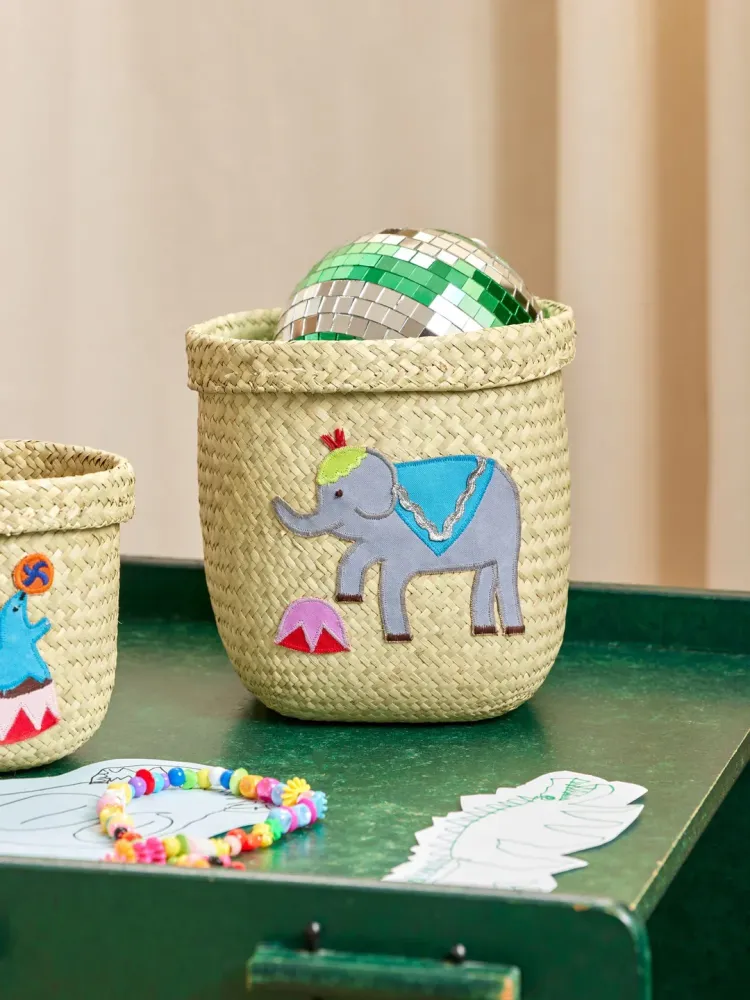 Groß Raffia Aufbewahrungskorb - Natürlich - Circus Theme