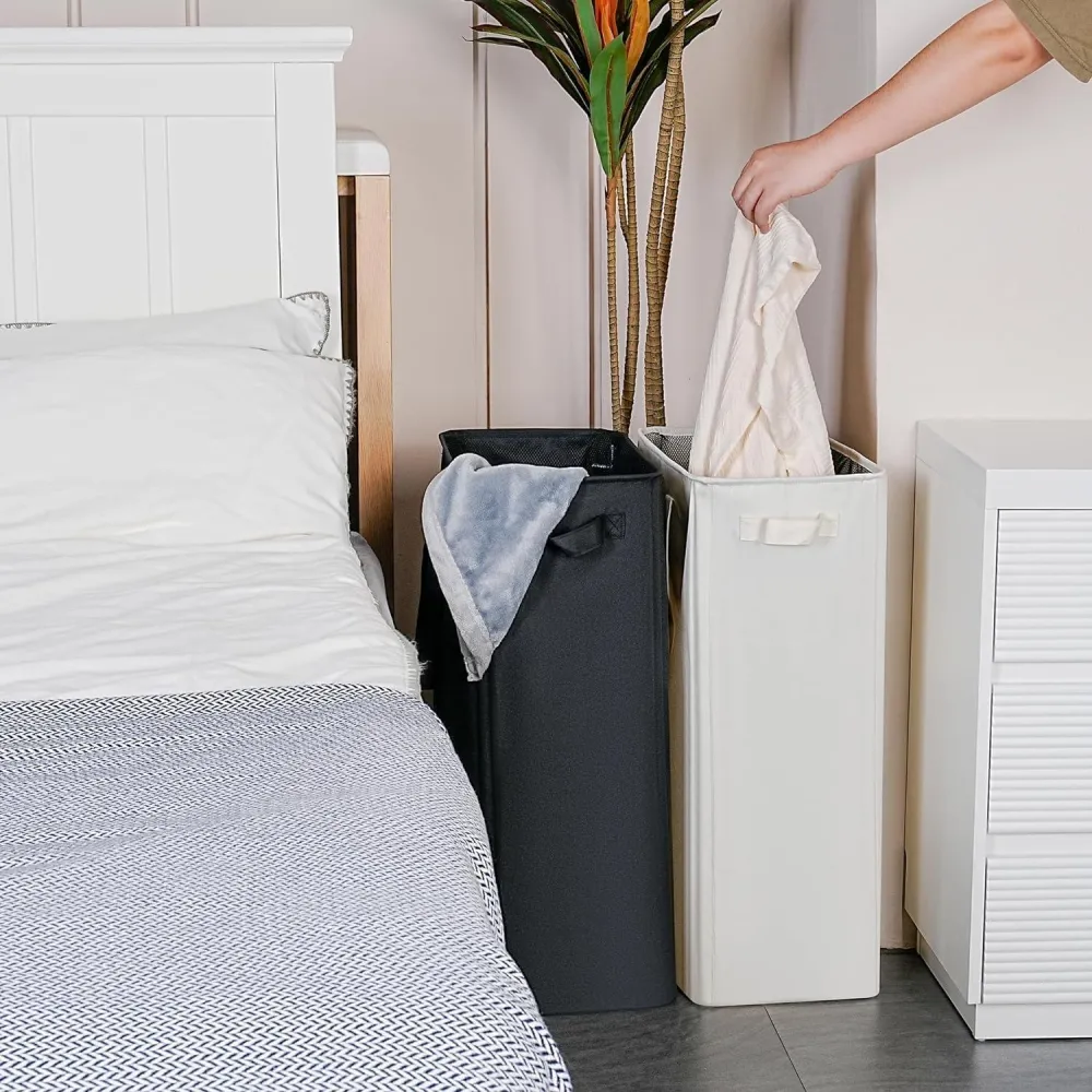 iEGrow Wäschekorb 75L Schwarz Herausnehmbarer Innentasche