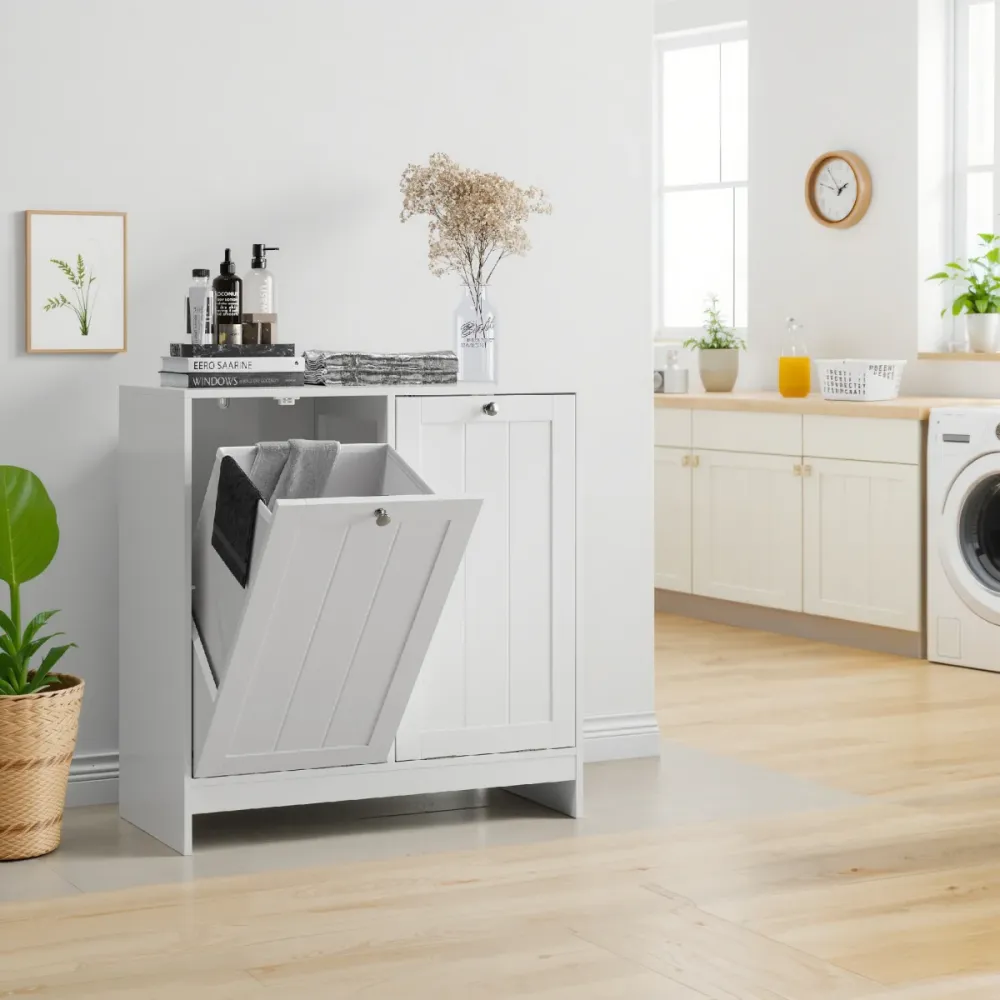 Kippbarer Wäschekorb mit herausnehmbarem Korb, versteckter Wäschekorb, Badezimmer-Wäschekorb-Aufbewahrungsschrank, freiste...