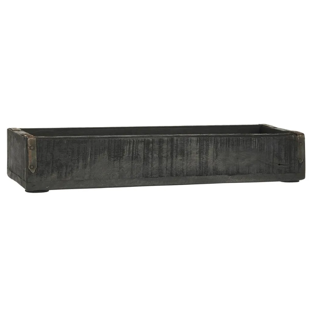 Kiste m Metallbeschlag, schwarz, Unikat, 35 cm, IB Laursen
