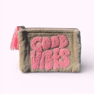 Kosmetiktäschli Klein, Good Vibes Beige l Geschenkidee