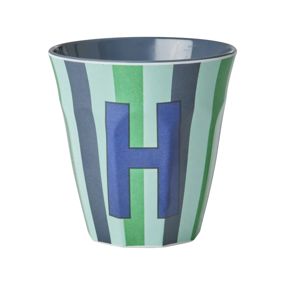 Mittelgroße Buchstabenbecher - Mehrfarbig - H - Stripes