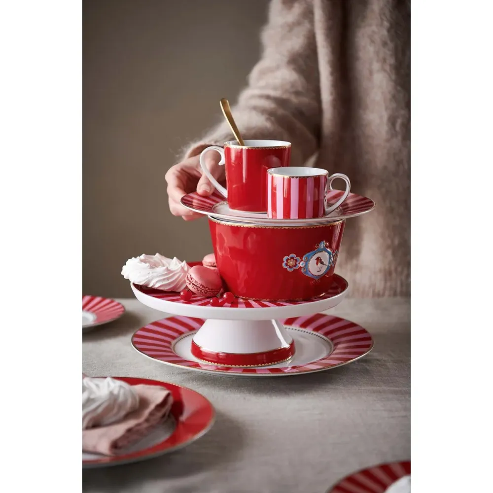 Pip Studio - Mini-Kuchenblech von Love Birds Stripes Rot-Pink 24 cm