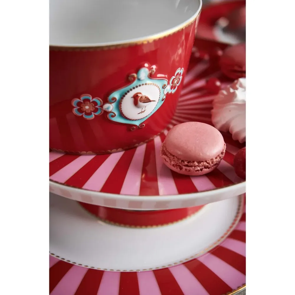 Pip Studio - Mini-Kuchenblech von Love Birds Stripes Rot-Pink 24 cm