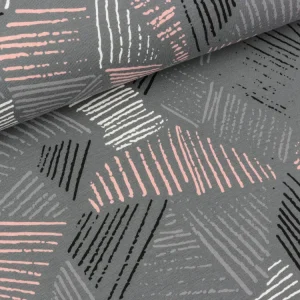 Reststück 26cm - Baumwolljersey Diagonal Stripes grau