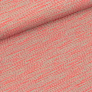 Reststück 8cm - Leichter Baumwollsweat Doodle Stripes koralle