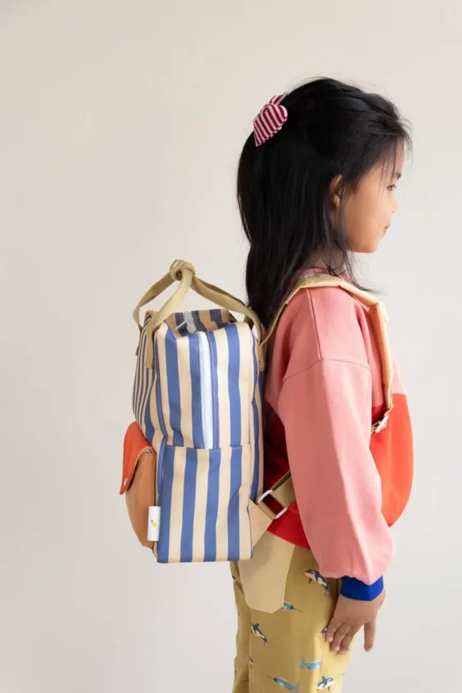 Rucksack mittelgroß - Wonders Envelope Stripes Blauwal + Sandgelb - Sticky Lemon