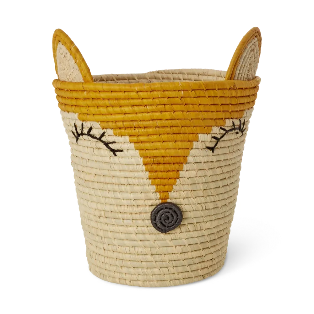 Rund Raffia Aufbewahrungskorb - Gelb - Fox Design