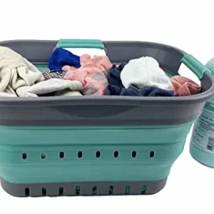 SAMMART Faltbarer Super Mini-Wäschekorb aus Kunststoff, mit 3 Griffen, 19 l, faltbar, Pop-Up-Aufbewahrungsbehälter/Organiz...