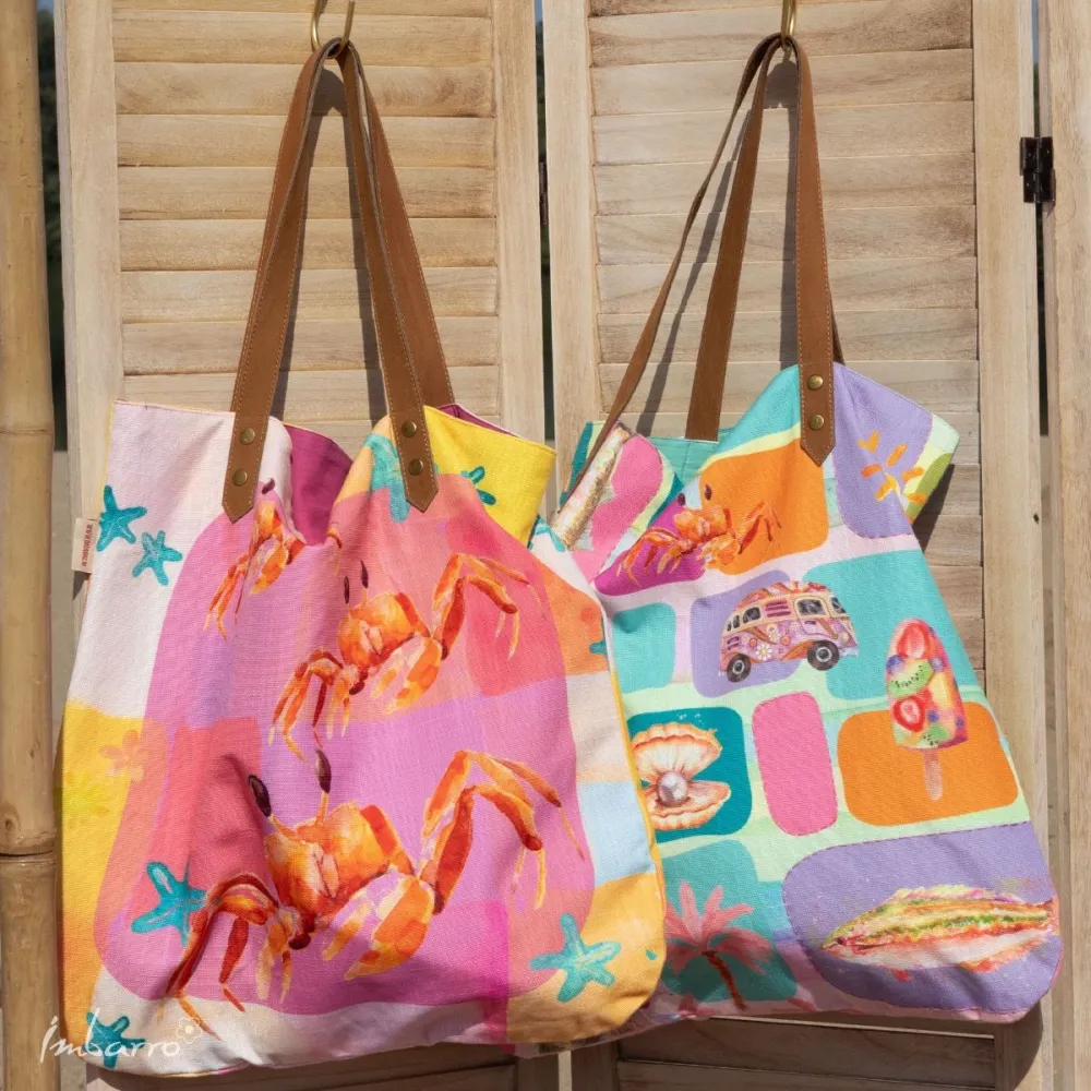 Shopper Tasche Summer Vibes – kompakte Baumwolltasche mit maritimem Design Multicolor