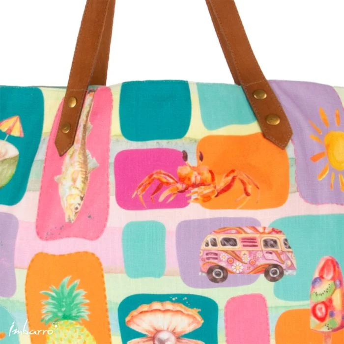 Shopper Tasche Summer Vibes – kompakte Baumwolltasche mit maritimem Design Multicolor