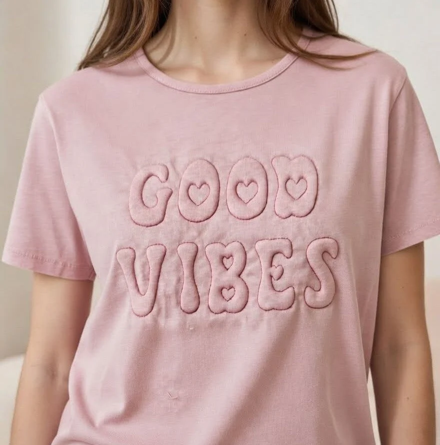 Stickdatei Good Vibes 3D Schrift Trapunto Set 2647