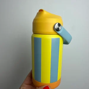 TRINKFLASCHE STRIPES • GELB HELLBLAU • 350 ML