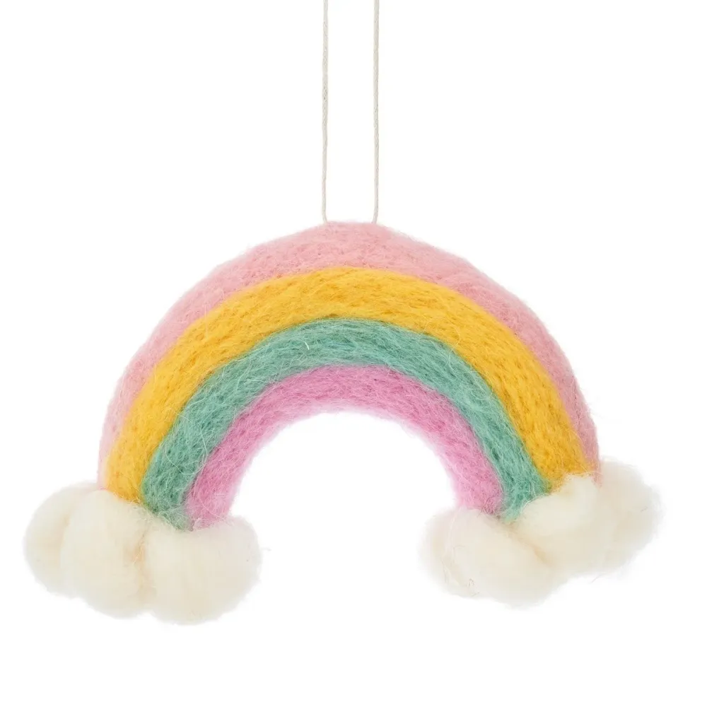 Christbaumschmuck Deko Hänger Filz Regenbogen mit Wolken bunt weich B/H: 14cm/10cm leicht Weihnachten