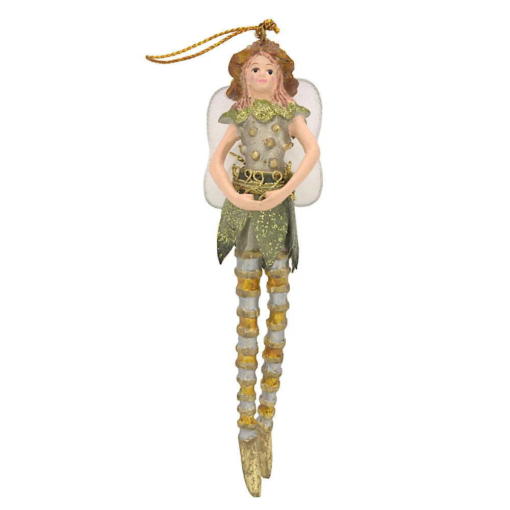 Figur Schmetterling Elfe Mädchen Fee silber-grün 12cm Ostern Frühling Weihnachten Hänger Baumschmuck