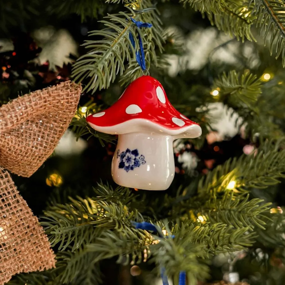 FLIEGENPILZ - Weihnachtsbaumschmuck - Keramik ca. 8 cm | Heinen Delfts Blauw
