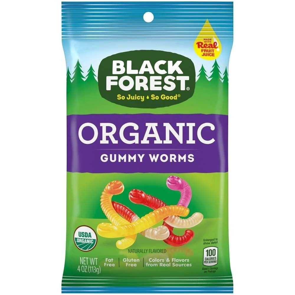 Black Forest Organic Worms, fruchtige Gummibonbons 127g