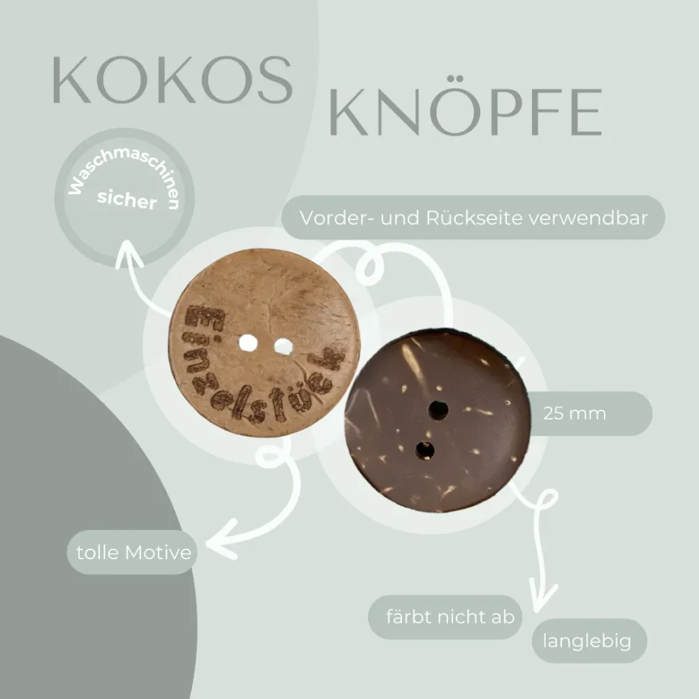 Eigenproduktion Kokosknopf Einzelstück 25mm