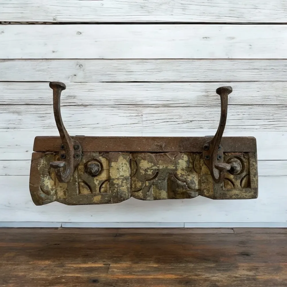 Garderobenleiste im Antiquelook mit 2 Hacken (Einzelstück)