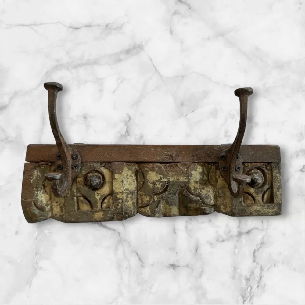 Garderobenleiste im Antiquelook mit 2 Hacken (Einzelstück)