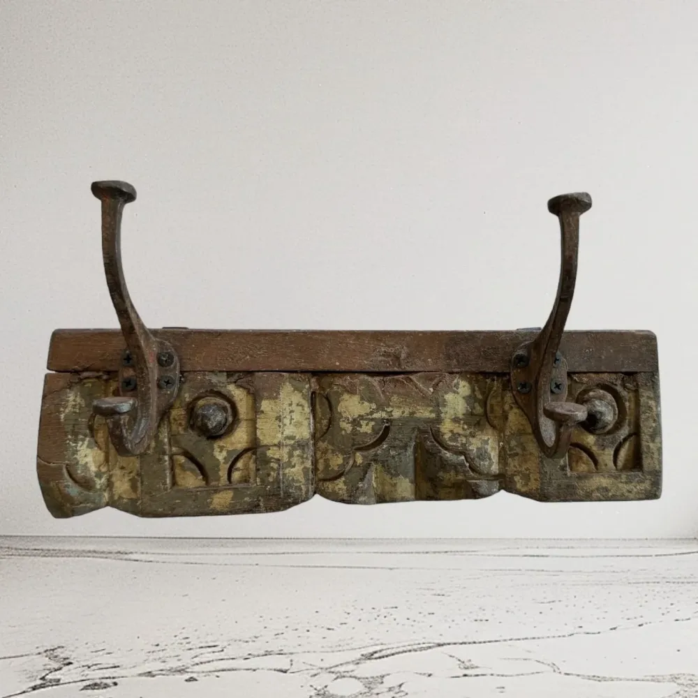 Garderobenleiste im Antiquelook mit 2 Hacken (Einzelstück)
