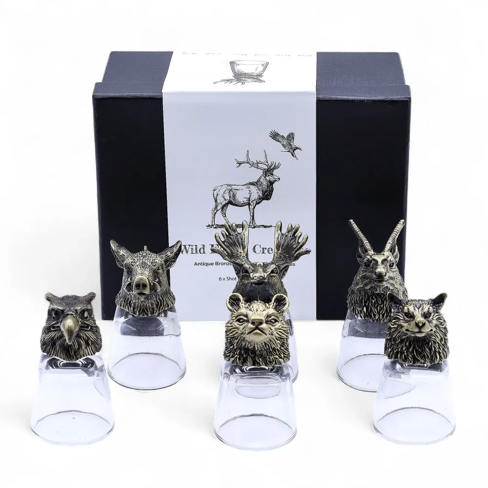 ￼ Geschenkset aus 6 Shot-Gläsern (50ml) - Wild Forest Creatures - Antiklook