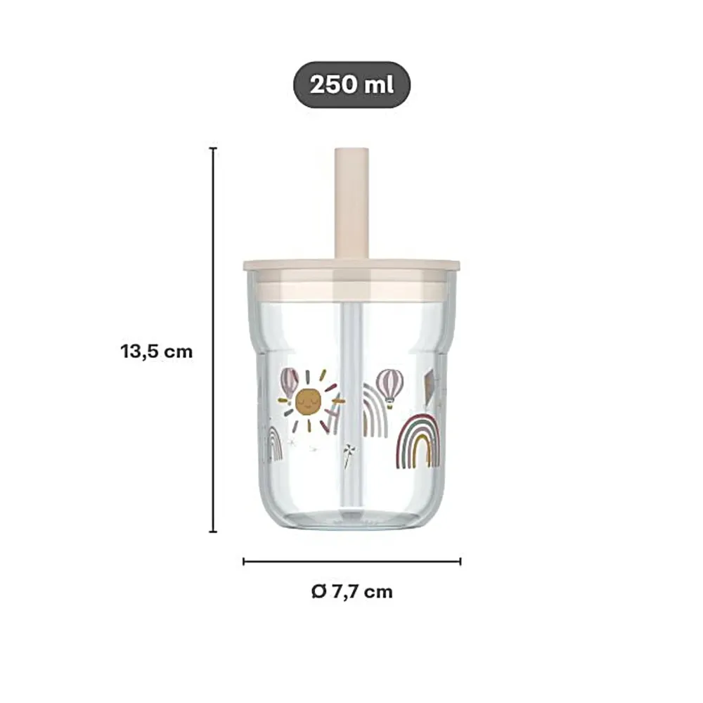 Kinder-Trinkglas Mepal Mio 250 ml mit Strohhalm - Forest Friends