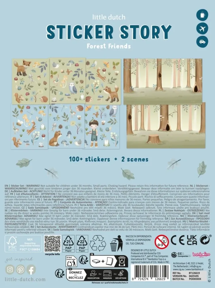 Little Dutch Aufkleber „Forest Friends“ – Set mit 6 Bögen